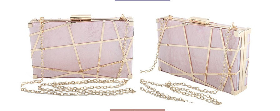 New Acrylic Hollow Metal Small Square Bag Banquet Dress Bag Ladies Clutch Wedding Bag