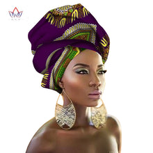 Load image into Gallery viewer, BRW Multi-color African Print Ankara Head wrap Tie Scarf High Quality Hair Accessories Gele Ipele African Bazin Rich Headwear
