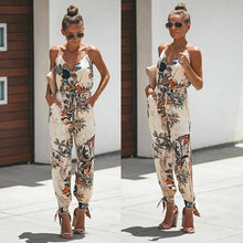 Load image into Gallery viewer, V Neck Sexy Bodysuits Women With Belt Body Femme Feminino Floral Playsuit Overalls Print Spring Summer Jumpsuit
