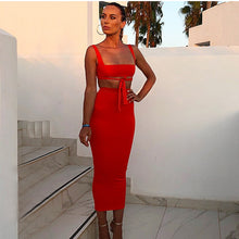 Load image into Gallery viewer, 2 Layer body con/ bandage Dress 2 Piece Set Women
