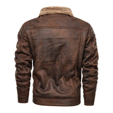Load image into Gallery viewer, Men  Autumn Thick Warm Fleece Leather Jacket Coat Men Winter Outwear Casual Military Bomber Motor Biker Leather Jackets Men
