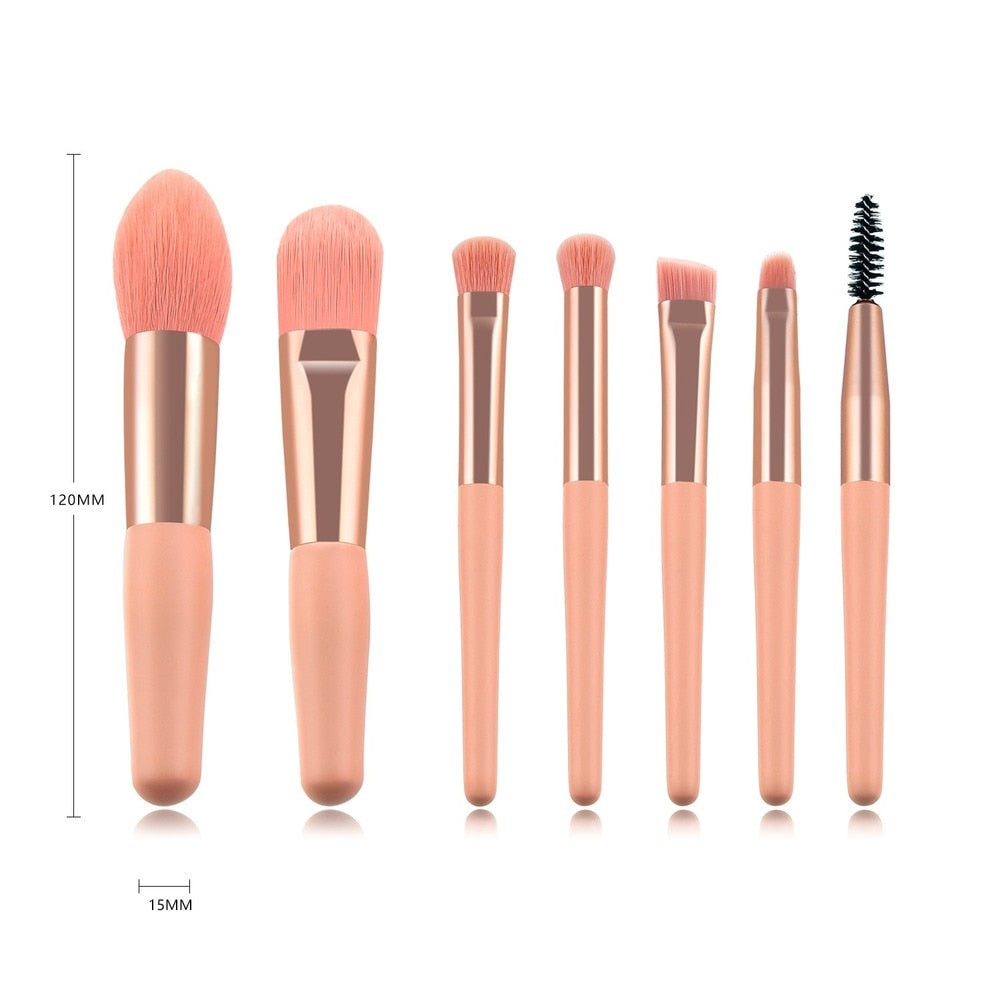 7/8pcs Little Cute Pink Makeup Brushes Set Foundation Powder Eyeshadow Blending Brush Eyebrow Eyelash Brush Beauty Make Up Tools