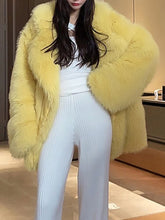 Load image into Gallery viewer, Fashion Women's Faux Fur Coat Lapel Loose Covered Button Long Sleeve Thick Warm Khaki Coat Female Winter
