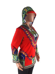 Vintage Women Ethnic African Style Hooded Long Sleeve African Dashiki Hoodie Top Casual Traditional Pullover Blouse Sweatshirts