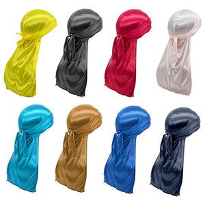 Men Silky Durags Turban Bandanas Hair bands Hat Wrap Long Tail Hip-hop Cap Headwear Hair Accessories