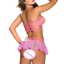Load image into Gallery viewer, 1Set Women Sexy Lingerie Corset Babydoll G-string Push Up Top Bra+Pants Set Sleepwear Underwear Nightwear Dress  black/pink/ red
