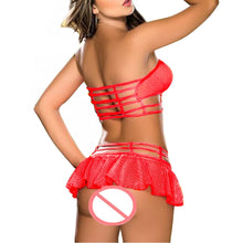 Load image into Gallery viewer, 1Set Women Sexy Lingerie Corset Babydoll G-string Push Up Top Bra+Pants Set Sleepwear Underwear Nightwear Dress  black/pink/ red
