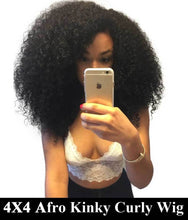 Load image into Gallery viewer, Afro Kinky Curly 4x4 Lace Closure Human Hair Wigs - Bianca's hair and beauty supply
