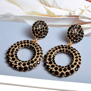 Fashion Exaggerated Large Round Temperament Diamond Earrings Women's Accessories