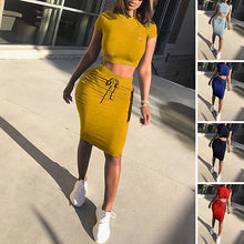 Load image into Gallery viewer, Two Piece Set Summer Dresses Women Sexy Patchwork Cocktail Party Bodycon Bandage Dress Wholesale

