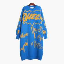 Load image into Gallery viewer, Women Printed Big Size Long Knitting Dress New Round Neck Long Sleeve Loose Fit Fashion Tide Autumn Winter  1DA783
