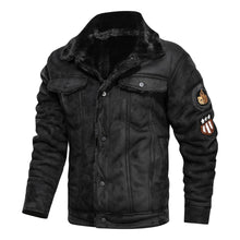 Load image into Gallery viewer, Men  Autumn Thick Warm Fleece Leather Jacket Coat Men Winter Outwear Casual Military Bomber Motor Biker Leather Jackets Men
