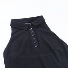 Load image into Gallery viewer, WannaThis Halter V-Neck Mini Dresses Front Button Backless Elastic Knitted Sexy Sleeveless Off Shoulder Summer New Elegant Dress
