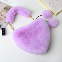Load image into Gallery viewer, Cyber Red Fashion Plush Heart shaped Bag Women's Handbag Obliquely Straddle with Heart Heart Love Hairpin Wallet

