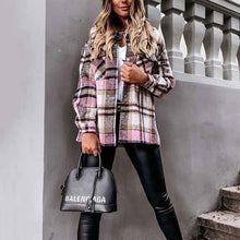 Load image into Gallery viewer, Autumn Long Plaid Jacket Women Coat Overshirt Winter Checkered Jacket Female Long Sleeve Shirt Jacket For Women
