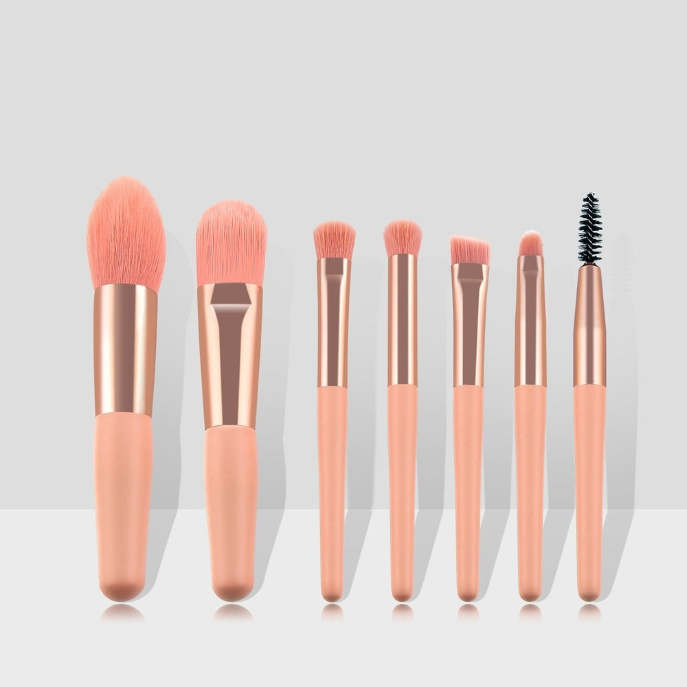 7/8pcs Little Cute Pink Makeup Brushes Set Foundation Powder Eyeshadow Blending Brush Eyebrow Eyelash Brush Beauty Make Up Tools