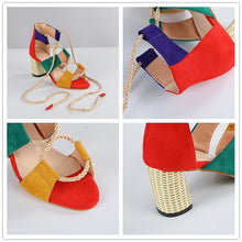 Load image into Gallery viewer, Summer Wedge Espadrilles Women Sandals 7CM Heel Pointed Fish Mouth Sandals Woman Hemp Lace Up Women Platform Sandals
