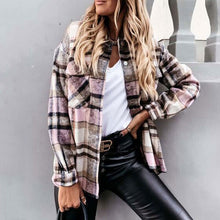 Load image into Gallery viewer, Autumn Long Plaid Jacket Women Coat Overshirt Winter Checkered Jacket Female Long Sleeve Shirt Jacket For Women
