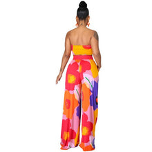 Load image into Gallery viewer, Dashiki Women African Clothes for Women Floral Printing Long Dress New Casual Elegant Tube Top Pants V-Neck Women's 2-Piece Su
