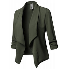 Load image into Gallery viewer, Women Black Blazers Cardigan Coat Long Sleeve Women Blazers and Jackets Ruched Asymmetrical Casual Business Suit Outwear
