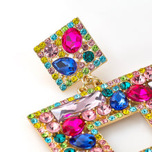 Load image into Gallery viewer, Flash Claw Chain Series Multi-layer Square Alloy Diamond Rhinestone Glass Diamond Full Diamond Earrings
