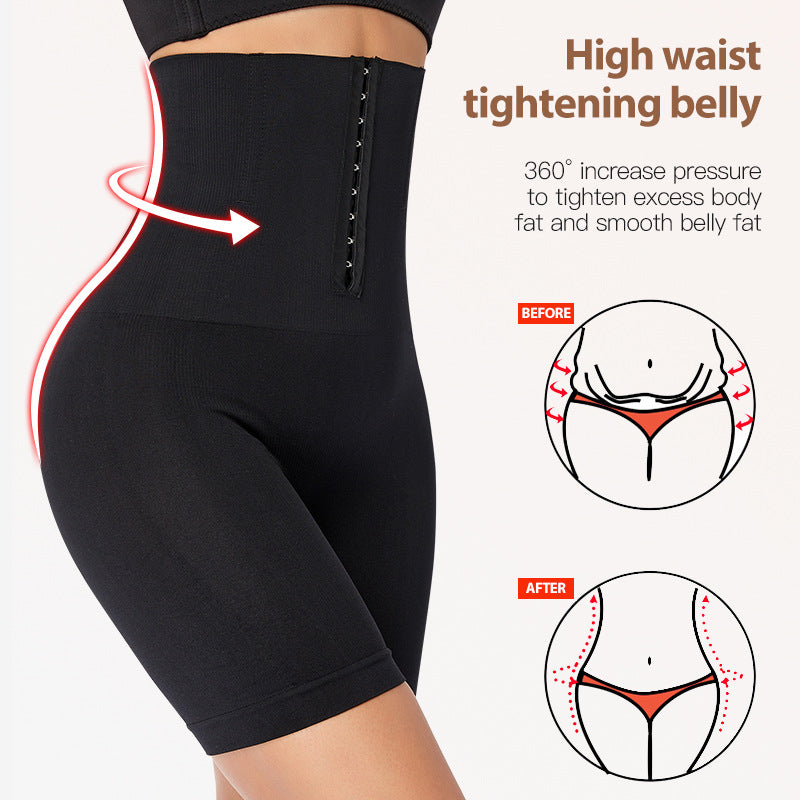 High Waist Abdominal Pants Women's Postpartum Waist Corset Hip Lifting Leggings Buckle Adjustment Seamless Boxer Large Size Body Shaper Pants