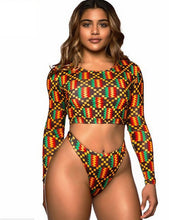 Load image into Gallery viewer, African Print Swimwear Thong Bikini Set

