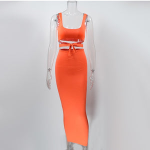 2 Layer body con/ bandage Dress 2 Piece Set Women