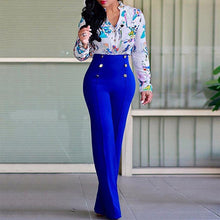 Load image into Gallery viewer, Wide Leg High Waist Women Pants Button Plus Size Flare Casual Pants Office Lady Loose Stretch Palazzo Pants
