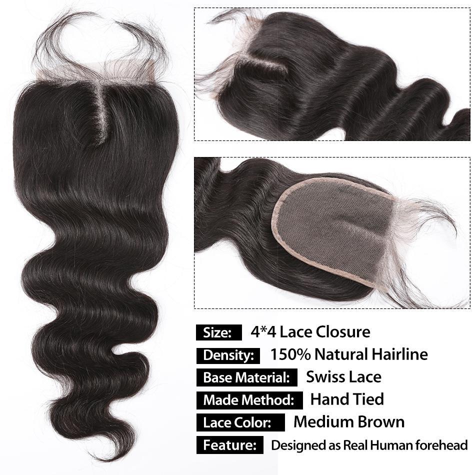 9A Grade Brazilian Human Hair Extensions Body Wave 1/3 Bundles with - Bianca's hair and beauty supply