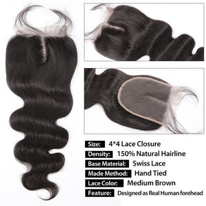 9A Grade Brazilian Human Hair Extensions Body Wave 1/3 Bundles with - Bianca's hair and beauty supply