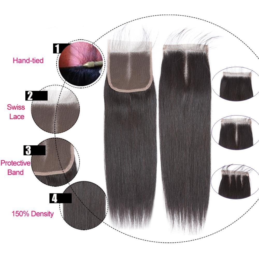 Straight Brazilian 10A Grade Human Hair Extension Bundles with 4x4 - Bianca's hair and beauty supply