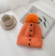 Load image into Gallery viewer, Fashion Autumn And Winter New Five-Breasted Woolen Hat Wild Cape Capless Warm Knitted Hat With Fur Balls
