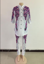 Load image into Gallery viewer, African Print Elastic Bazin Baggy Pants Rock Style Dashiki Sleeve Famous Suit For Lady

