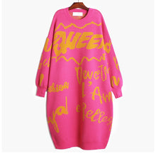 Load image into Gallery viewer, Women Printed Big Size Long Knitting Dress New Round Neck Long Sleeve Loose Fit Fashion Tide Autumn Winter  1DA783
