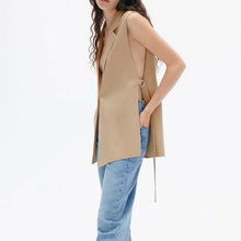 Load image into Gallery viewer, Women  Solid Colorloose Side Slit Temperament Loose One-Button Suit Collar Sleeveless Long Vest Streetwear Chic Tops
