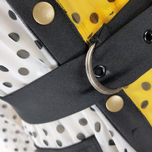 Load image into Gallery viewer, Yellow Black Pathwork Chiffon Polka Dot Maxi Slit Dress Long Sleeve with Sashes Pocket Retro Summer Tunic Robes Femme Covers
