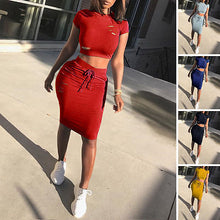 Load image into Gallery viewer, Two Piece Set Summer Dresses Women Sexy Patchwork Cocktail Party Bodycon Bandage Dress Wholesale

