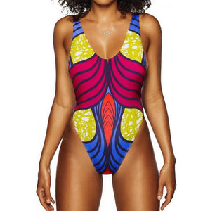 African Style One Piece Swimsuit Women Mujer Monokini Sexy Bodysuit High Cut Swimwear Backless Swim Bathing Suit