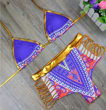 Load image into Gallery viewer, African Print Two-Pieces Bath Suits Bikini Set Sexy Geometric Swimwear Swimsuit
