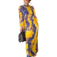 Load image into Gallery viewer, BAMBOOBOY Spring New Contrast Color Colorblock Long Sleeve Printed Loose Maxi Casual Dress ZL1206
