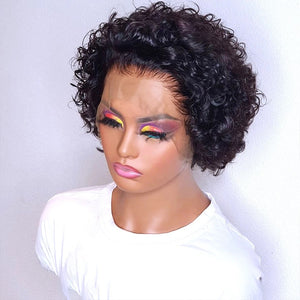 New: lace front wig short pixie human hair real hair