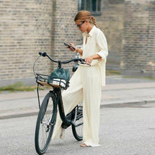 Load image into Gallery viewer, Pleated Blouse Wide Leg Pants Women Trousers Elegant Casual Palazzo Pants Elastic High Waist Ruched Pants Ladies 2 Pieces Set
