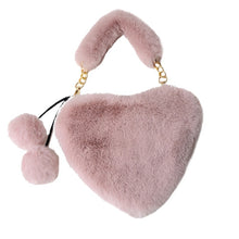 Load image into Gallery viewer, Cyber Red Fashion Plush Heart shaped Bag Women's Handbag Obliquely Straddle with Heart Heart Love Hairpin Wallet
