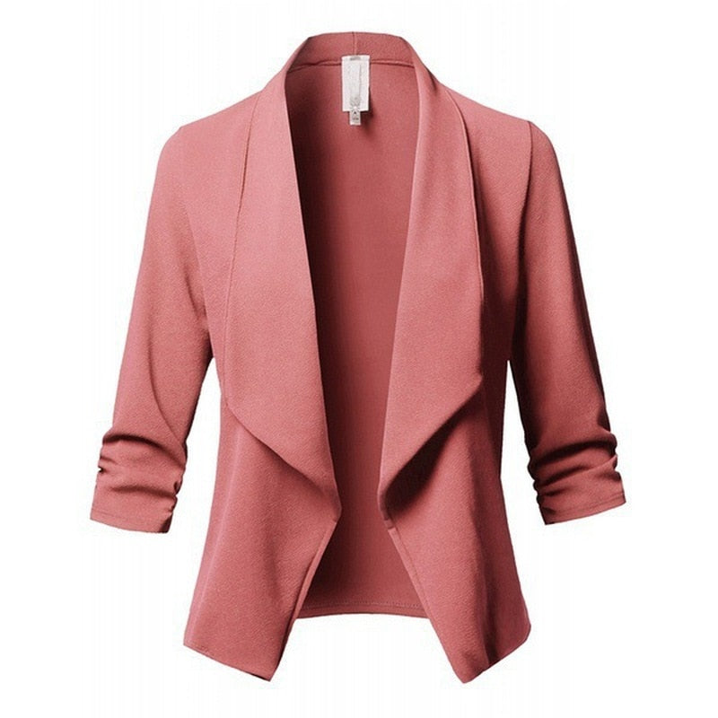 Women Black Blazers Cardigan Coat Long Sleeve Women Blazers and Jackets Ruched Asymmetrical Casual Business Suit Outwear