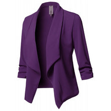 Load image into Gallery viewer, Women Black Blazers Cardigan Coat Long Sleeve Women Blazers and Jackets Ruched Asymmetrical Casual Business Suit Outwear

