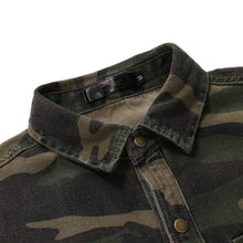 Load image into Gallery viewer, Spring Autumn Camouflage Denim Shirt for Man Army Green Long Sleeved Loose Jeans Shirts Men's Blouse
