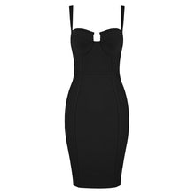 Load image into Gallery viewer, Ladies Sexy Blue Yellow Black Rayon Women Summer Bandage Dress Celebrity Designer Fashion Party Dress
