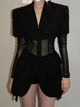 Load image into Gallery viewer, Fashion Women's Blazer New Notched Collar Patchwork See-through Mesh Single Breasted Slim Suit Jackets Autumn
