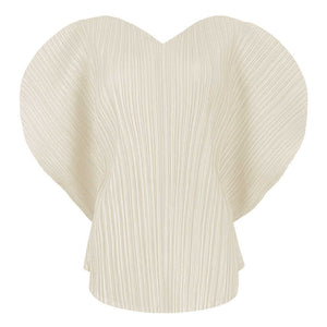 Woman Pleated T Shirt Solid Heart-shaped Design V Collar Batwing Sleeve Loose Tops Casual Style